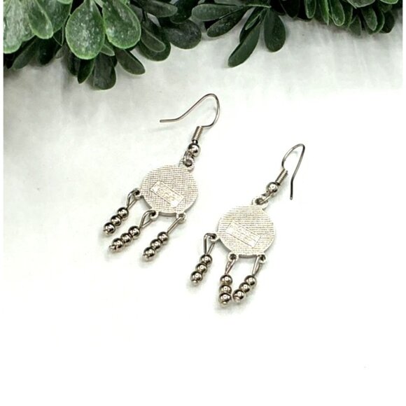 Pittsburgh Steelers Logo Dangle Earrings With Beaded Accents - Picture 4 of 7